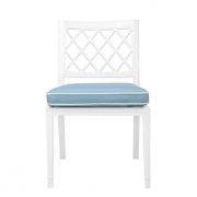 DINING CHAIR Grace Kelly White finish | sunbrella mineral blue